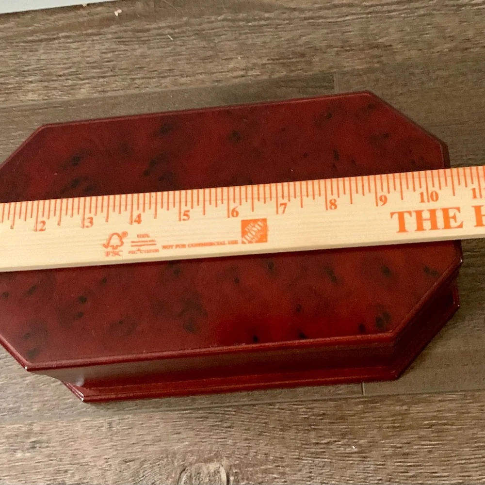vintage octagon Wooden Jewelry Box With Mirror